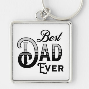 Porte-clés Meilleur papa jamais Texte Vintage noir et blanc