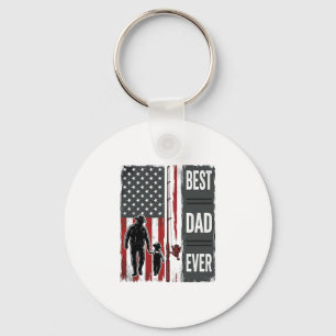 Porte-clés Meilleur Papa Pêche Drapeau Vintage Vector Design_