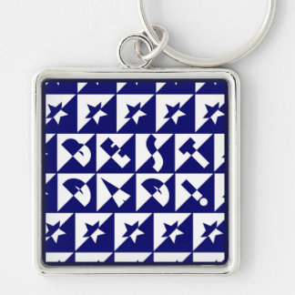 Porte-clés Meilleur papa Wild Texte Motif & Étoiles Bleu & Bl