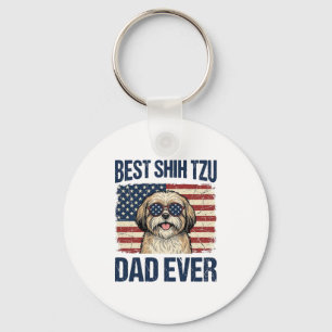Porte-clés Meilleur père de Shih Tzu patriotique de tous les 