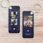 Porte-clés Meilleur père jamais père personnalisé 5 photo col<br><div class="desc">Meilleur papa jamais nous vous aimons papa typographie blanche audacieuse sur Fête des pères bleu marine de tableau noir porte - clé personnalisé double face avec vos 5 photos,  votre texte,  et votre signature.</div>