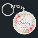 Porte-clés Meilleure aquarelle Granny Ever Fleur Wreath<br><div class="desc">Célébrez la meilleure mamie de tous les temps avec ce charmant porte - clé ! Doté d'une délicate couronne d'aquarelle fleurie entourant le message sincère "Best Granny Ever", ce gardien personnalisé est un cadeau parfait pour la fête des grands-parents, les anniversaires, ou toute occasion d'express de votre amour et de...</div>