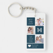 Porte-clés Meilleure Fête des pères photo papa Ever bleu (Devant)