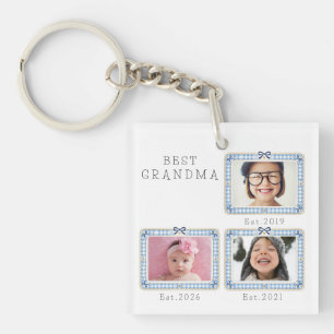 Porte-clés Meilleure Grand-mère Date Personnalisée 3 Photo Mi