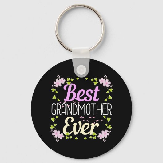 Porte-clés Meilleure grand-mère jamais - Rose Floral (Recto)