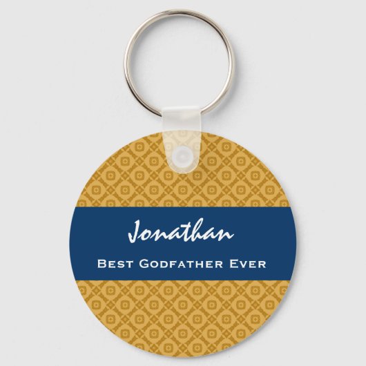 Porte-clés Meilleure idée cadeau GODFATHER Gold et Navy Custo (Recto)