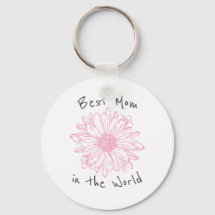 Porte-clés Meilleure maman dans le monde rose florale