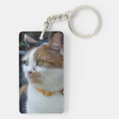 Porte-clés Meilleure maman de chat ajoutez nom photo rose gri (Dos)