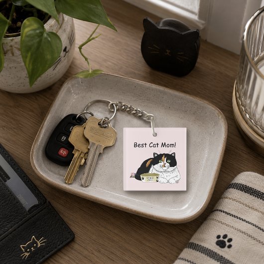 Porte-clés Meilleure Maman de Chat Calico Gâtée Fête des Mère