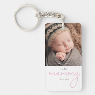 Porte-clés Meilleure Maman Depuis Année Photo Script Police C