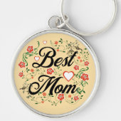 Porte-clés Meilleure Maman Design Floral Élégant (Devant)