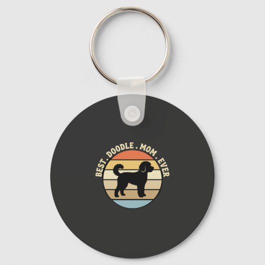 Porte-clés Meilleure maman Doodle Rétro Chien (Recto)