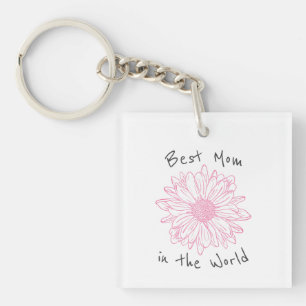 Porte-clés Meilleure Maman du Monde Floral Rose