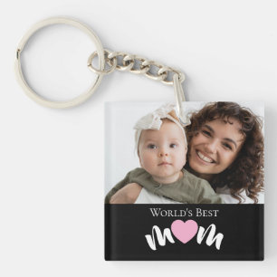 Porte-clés Meilleure Maman du Monde Photo Script Personnalisé