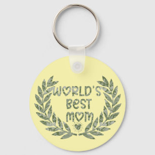 Porte-clés Meilleure Maman du Monde Texte Design Floral
