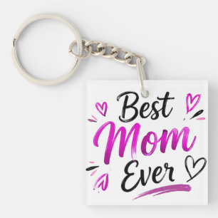 Porte-clés Meilleure Maman Ever Cœur Rose