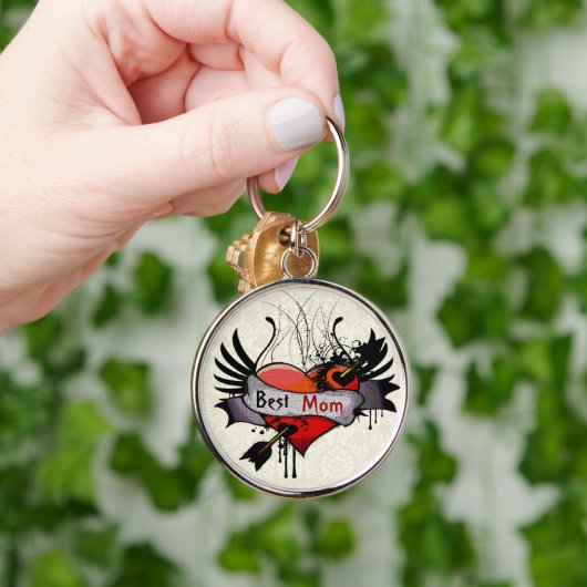 Porte-clés Meilleure maman Grunge Heart Keychain (Main)
