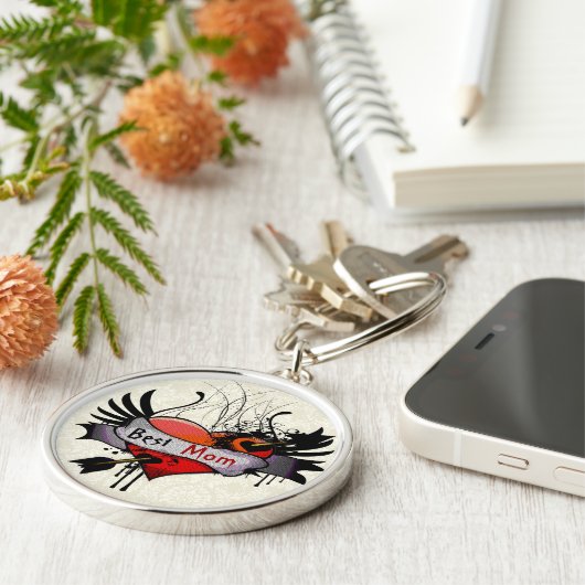 Porte-clés Meilleure maman Grunge Heart Keychain