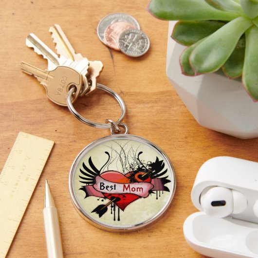 Porte-clés Meilleure maman Grunge Heart Keychain (Bureau)