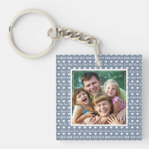 Porte-clés Meilleure maman jamais bleu photo Fête des mères
