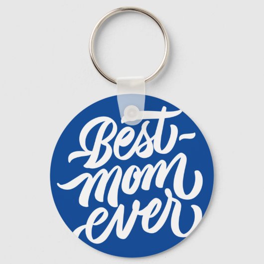 Porte-clés Meilleure maman jamais manuscrite Script bleu mari (Recto)