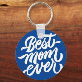 Porte-clés Meilleure maman jamais manuscrite Script bleu mari (Recto)