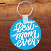 Porte-clés Meilleure maman jamais manuscrite Script Sky Blue (Recto)