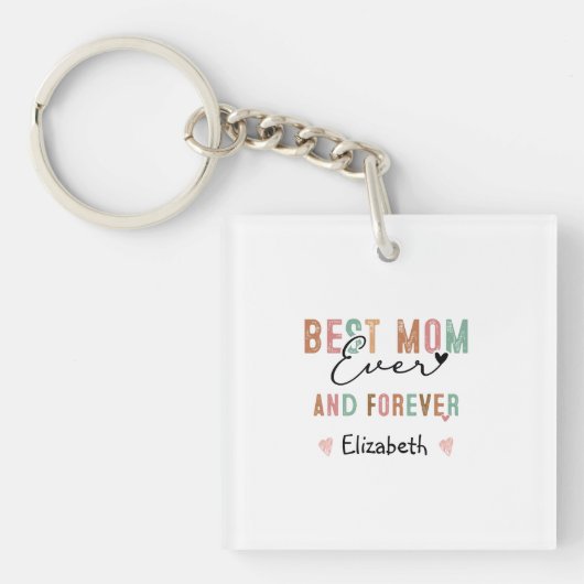 Porte-clés Meilleure maman jamais rétro Script Super fête des (Devant)