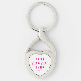 Porte-clés Meilleure Maman Jour Hot Pink Script Fête des mère