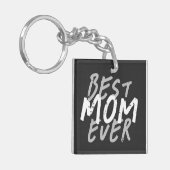 Porte-clés Meilleure Maman Moderne Grunge Blanc et Gris (Devant gauche)