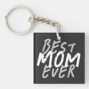 Porte-clés Meilleure Maman Moderne Grunge Blanc et Gris