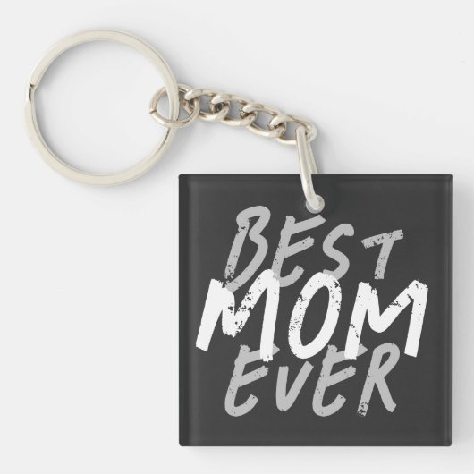 Porte-clés Meilleure Maman Moderne Grunge Blanc et Gris (Devant)