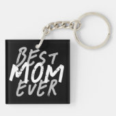Porte-clés Meilleure Maman Moderne Grunge Blanc et Gris (Dos)