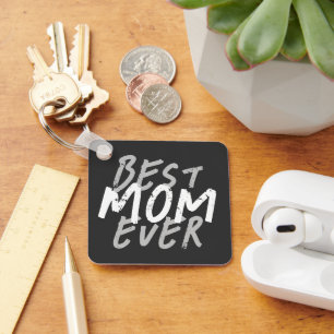 Porte-clés Meilleure Maman Moderne Grunge Blanc et Gris