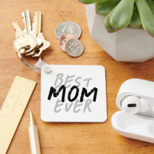 Porte-clés Meilleure Maman Moderne Grunge Noir et Gris
