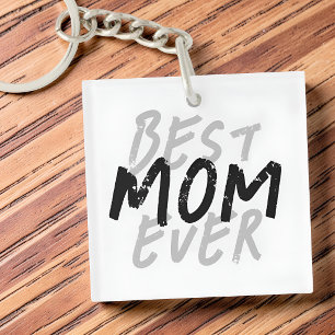 Porte-clés Meilleure Maman Moderne Grunge Noir et Gris