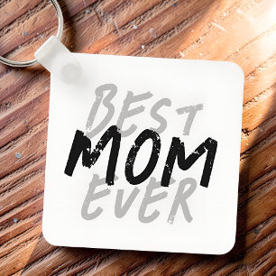 Porte-clés Meilleure Maman Moderne Grunge Noir et Gris