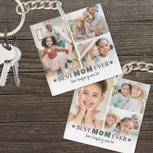 Porte-clés Meilleure Maman Personnalisée Collage Photo 6 Mère