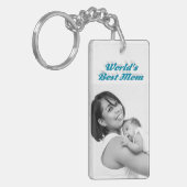Porte-clés Meilleure maman photo ciel bleu texte (Devant gauche)