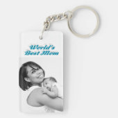 Porte-clés Meilleure maman photo ciel bleu texte (Dos)