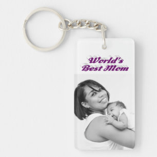Porte-clés Meilleure maman photo texte violet