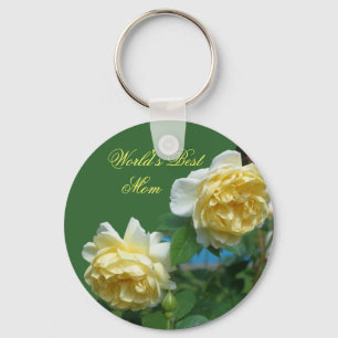 Porte-clés Meilleure maman Yellow Roses Flower Photo Porte -