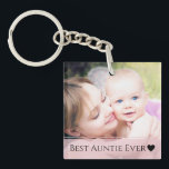 Porte-clés Meilleure photo de chaque jeune fille<br><div class="desc">"Meilleure Tante Ever" et votre photo devant avec votre propre message personnalisé sur le dos.</div>
