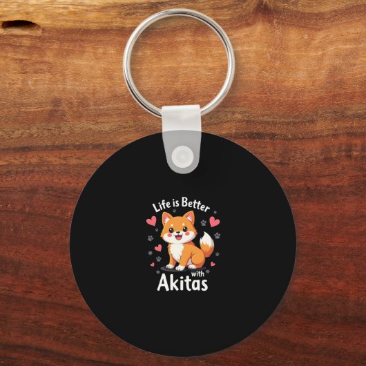 Porte-clés Meilleure vie avec Akita Débardeur (Recto)