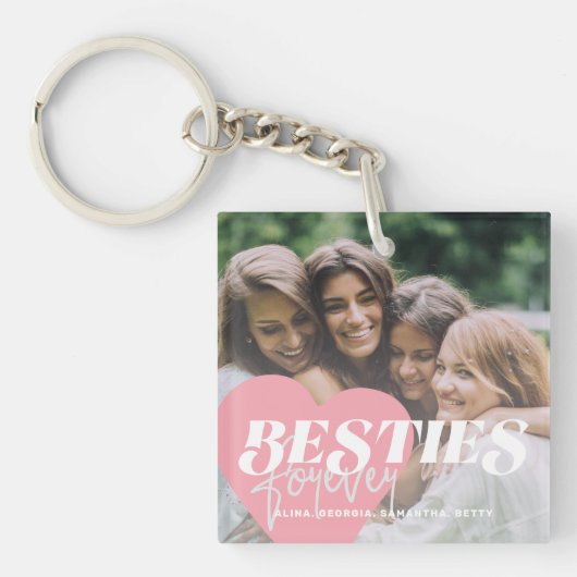 Porte-clés Meilleurs amis 5 photo collage girly rose mignon (Devant)