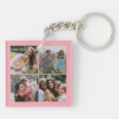 Porte-clés Meilleurs amis 5 photo collage girly rose mignon (Dos)