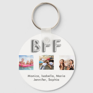 Porte-clés Meilleurs amis pour toujours BFF noms photo blanc
