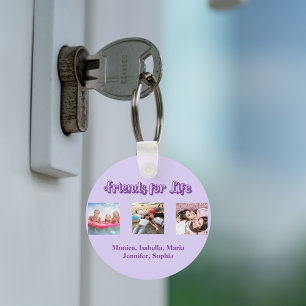 Porte-clés Meilleurs amis violet violet script photos noms
