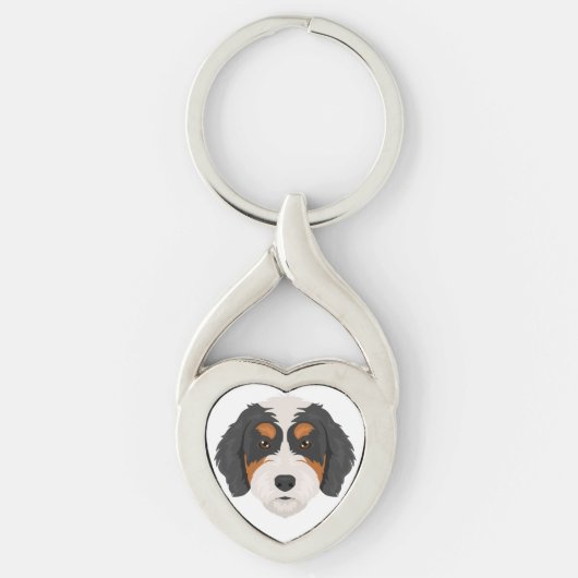 Porte-clés mélange de chien Bernedoodle (Devant)