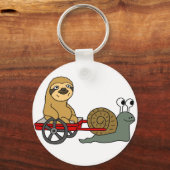 Porte-clés Mélange escargot tirant Sloth en Wagon rouge (Recto)
